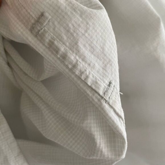 THEORY Cotton Button Front Long Sleeve Mini Shirtdress White Tan 4 - Picture 9 of 13